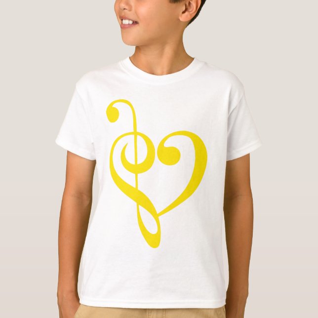 Music Heart-Gult Tee Shirt (Framsida)