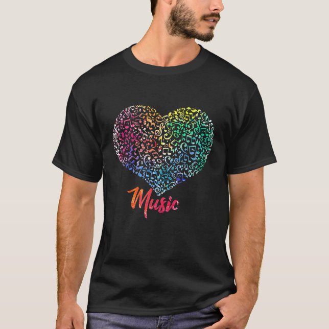 Music Heart Notes T shirt Kärlek Singers Band Inst (Framsida)