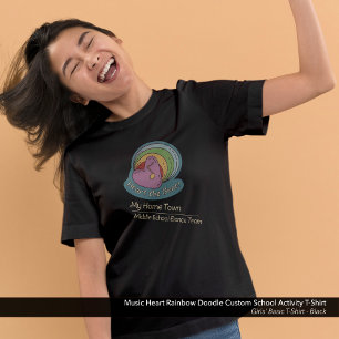 Music Heart Rainbow Doodle Anpassningsbar School D T Shirt