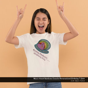 Music Heart Rainbow Doodle Personlig Birthday T Shirt
