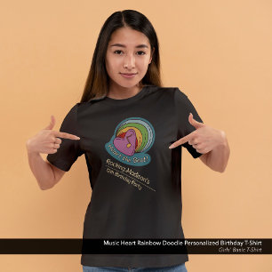 Music Heart Rainbow Doodle Personlig Birthday T Shirt