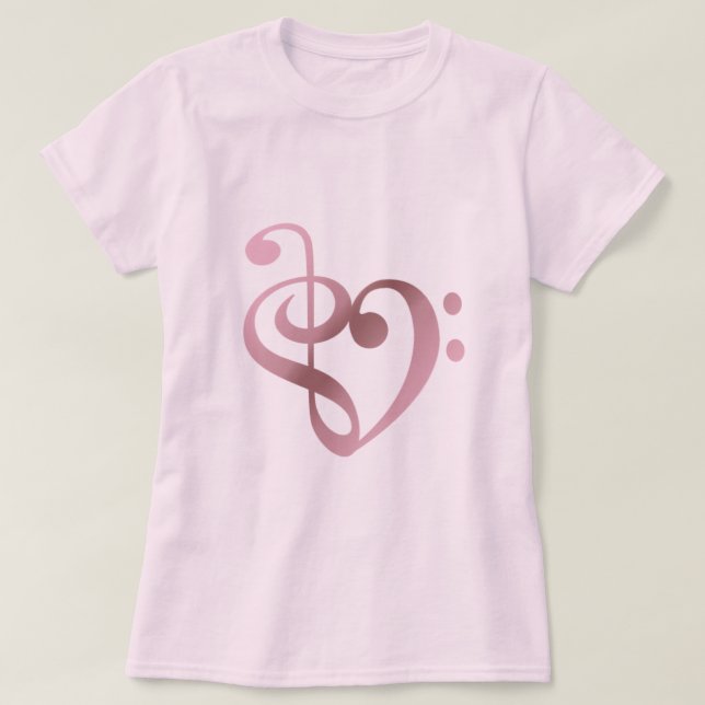 Music Heart Ro Guld i Kärlek hjärtform Tee Shirt (Design framsida)