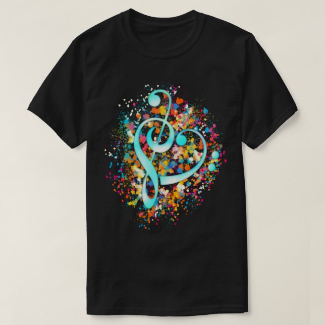 Music Heart Treble Bass Clef Classic T-Shirt (Design framsida)
