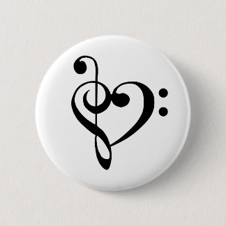 Music Heart Treble Bass Clef Heart - Black Knapp