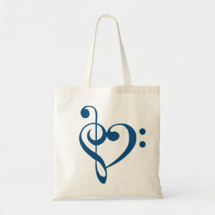 Music Heart Treble Bass Clef Heart - Classic Blue Tygkasse