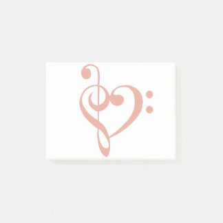 Music Heart Treble Bass Clef Heart - korallets Ros Post-it Block