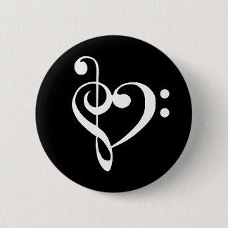 Music Heart Treble Bass Clef Heart - Plain White Knapp