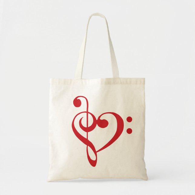 Music Heart Treble Bass Clef Heart - Scarlet Tygkasse (Framsidan)