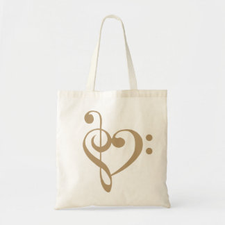 Music Heart Treble Bass Clef Heart - stort Tygkasse