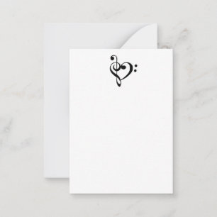 Music Heart Treble Clef Bass Clef Musician Anteckningskort