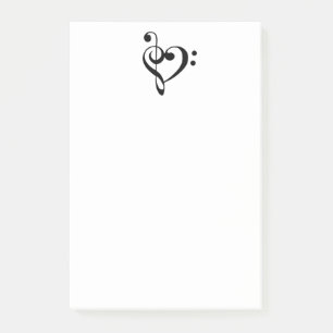 Music Heart Treble Clef Bass Clef Musician Post-it Block