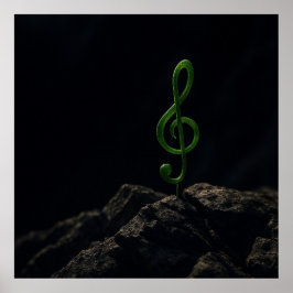 Music if Life - Treble Clef Plant på en Rocky Mou Poster