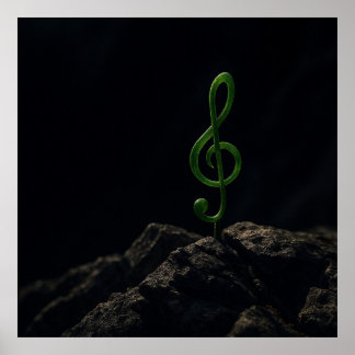 Music if Life - Treble Clef Plant på en Rocky Mou Poster