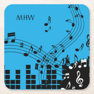 Music Illustration anpassningsbar monogram papper  Underlägg Papper Kvadrat