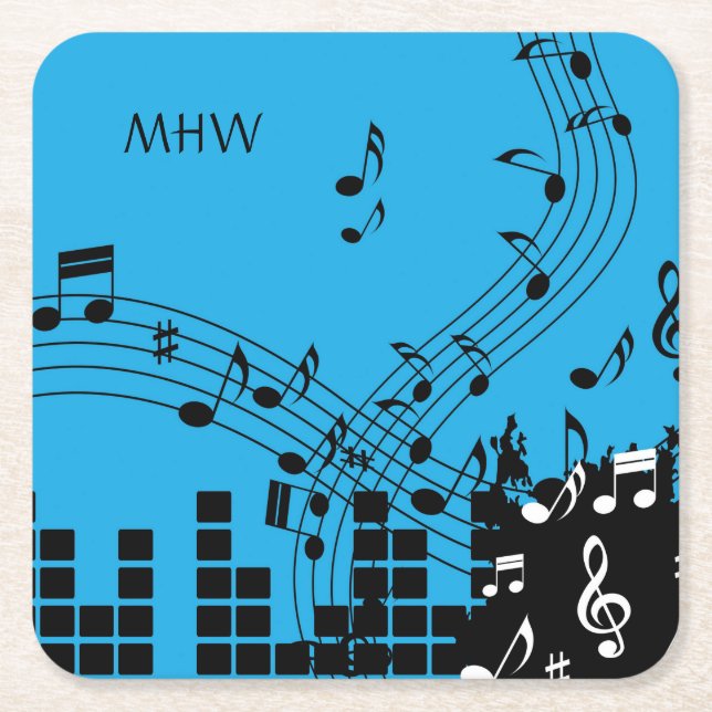 Music Illustration anpassningsbar monogram papper  Underlägg Papper Kvadrat (Framsidan)
