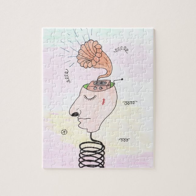 "Music in my head" Postcard Pussel (Vertikal)