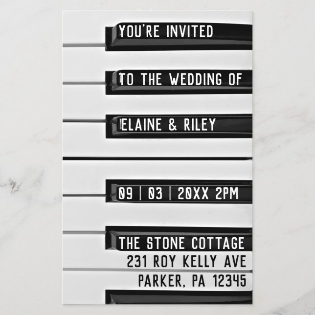 Music=inbjudan till Kärlek Piano Photo Budget bröl Flygblad (Framsidan)