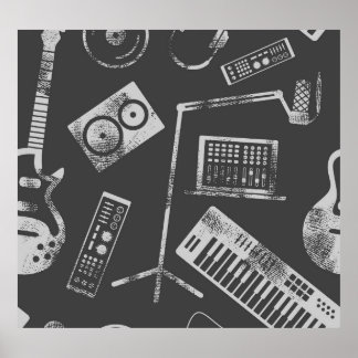 Music inslag: vintagens sömlösa bakgrund. poster