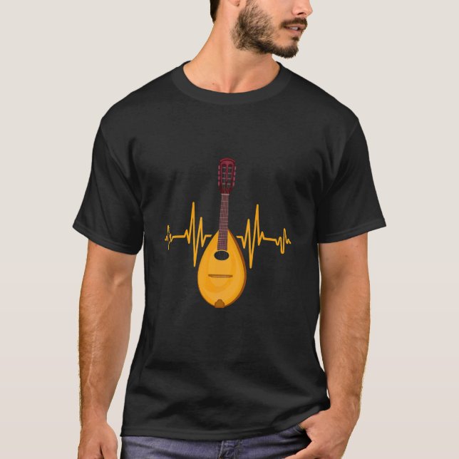 Music Instrument Heartbeat Mandolin T Shirt (Framsida)