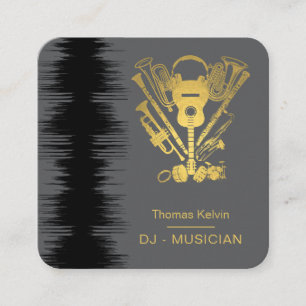 Music Instruments Event Organizer DJs Player Playe Fyrkantigt Visitkort