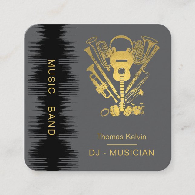 Music Instruments Event Organizer DJs Player Playe Fyrkantigt Visitkort (Framsida)