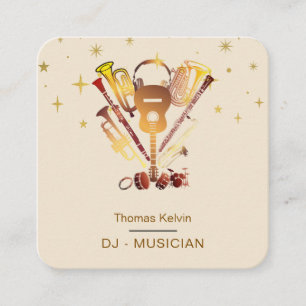Music Instruments Event Organizer DJs Player Playe Fyrkantigt Visitkort