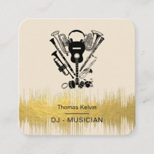 Music Instruments Event Organizer DJs Player Playe Fyrkantigt Visitkort