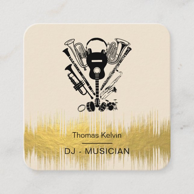 Music Instruments Event Organizer DJs Player Playe Fyrkantigt Visitkort (Framsida)