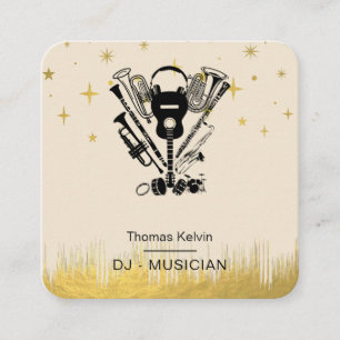 Music Instruments Event Organizer DJs Player Playe Fyrkantigt Visitkort