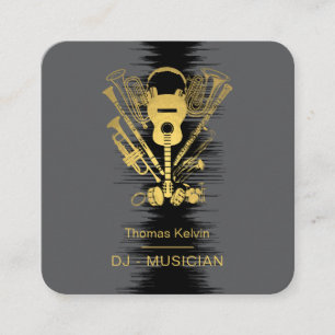 Music Instruments Event Organizer DJs Player Playe Fyrkantigt Visitkort