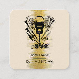 Music Instruments Event Organizer DJs Player Playe Fyrkantigt Visitkort