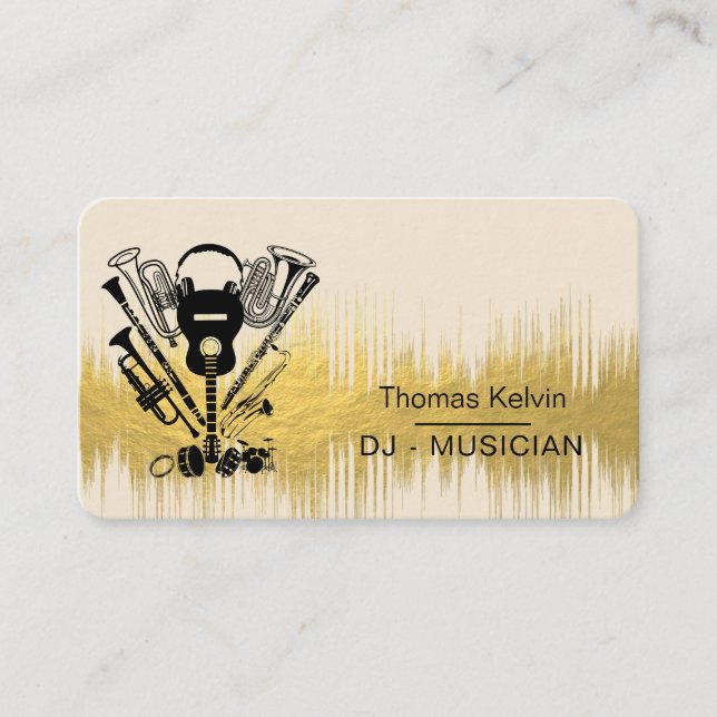 Music Instruments Event Organizer DJs Player Playe Visitkort (Framsida)
