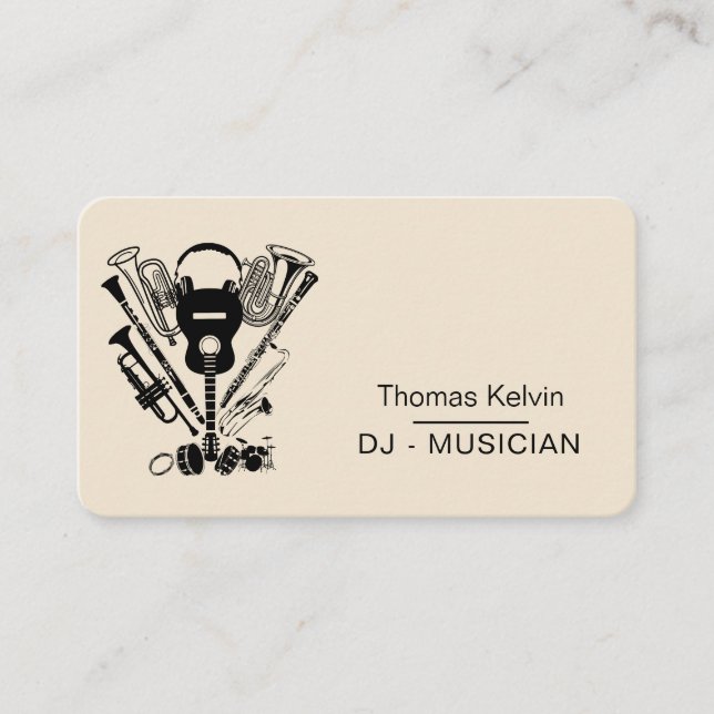 Music Instruments Event Organizer DJs Player Playe Visitkort (Framsida)