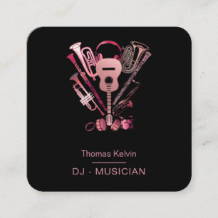 Music Instruments Event Organizer DJs Ro guld Fyrkantigt Visitkort