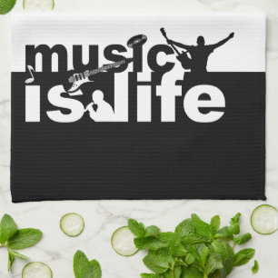 MUSIC IS LIFE anpassningsbar kökshandduk