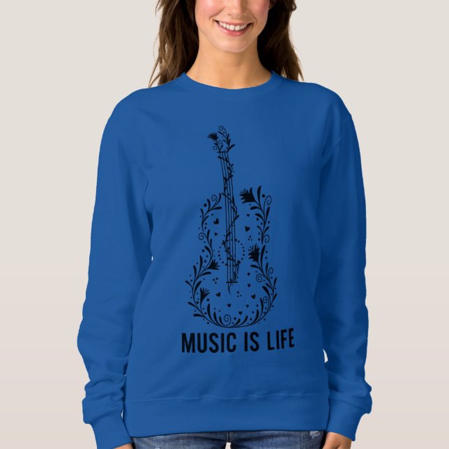 Music Is Life Instrument Art | Kvinnors Tröja (Framsida)