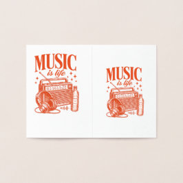 Music Is Life Vintage Design Folierat Kort