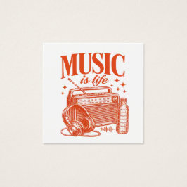 Music Is Life Vintage Design Fyrkantigt Visitkort