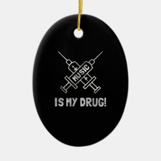 Music Is My Drug - Love Music - Straight Edge Julgransprydnad Keramik