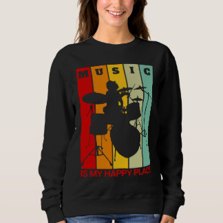 Music is My Happy Place Musician  Artists Drummer T Shirt