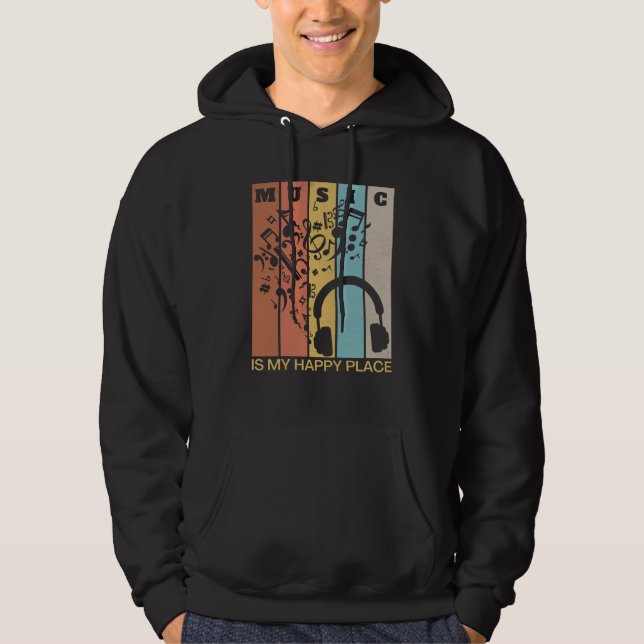 Music is My Happy Place Musician Artists Singer  2 Hoodie (Framsida)
