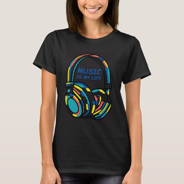 Music is my life Xmas Thanksgiving Halloween bday T Shirt (Framsida)