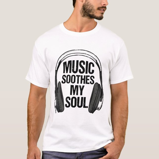 Music Is My Soul – Dark Grunge Music Lover Design T Shirt (Framsida)