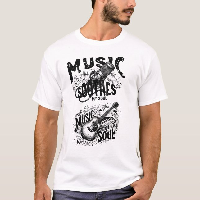 Music Is My Soul – Dark Grunge Music Lover Design T Shirt (Framsida)