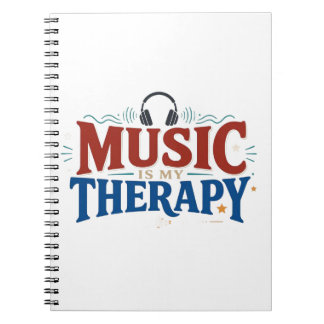 Music Is My Therapy Funny Music Lover Headphones D Anteckningsbok