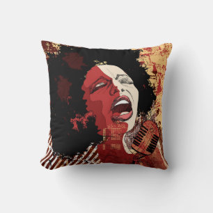 Music Jazz - afro american jazz singer på grunge b Kudde