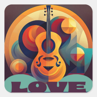 Music Kärlek-dekal Fyrkantigt Klistermärke