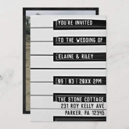 Music=Kärlek Piano Nycklar fotobröllopsinbjudan Inbjudningar