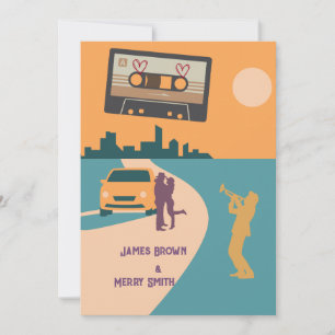 Music Kärlek Sång Cassette Orange City Bröllop Inbjudningar