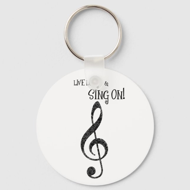 Music Keychain "Live Long and Sjunga On" Nyckelring (Framsida)